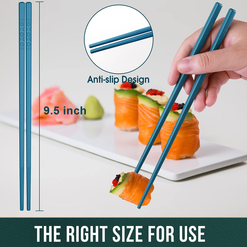[Australia - AusPower] - Chopsticks, GLAMFIELDS 5 Pairs Premium Reusable Multicolour Chopsticks for Sushi Japanese Matte Anti-slip Chop Sticks with Gift Case Lightweight Dishwasher Safe, 9.6 Inch Multicolor 