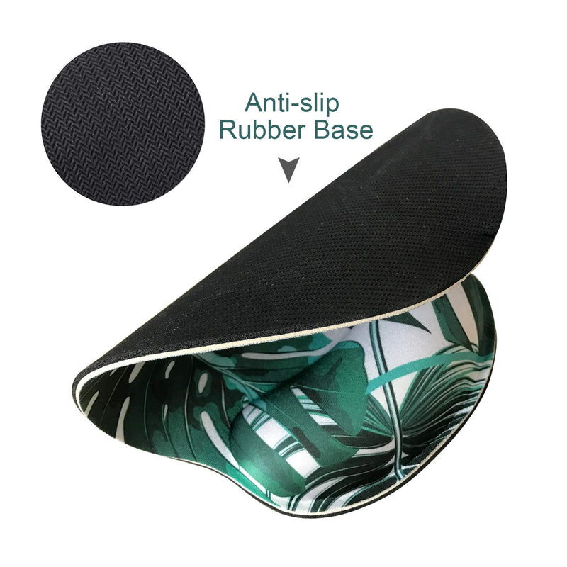 [Australia - AusPower] - Ergonomic Mouse Pad with Wrist Support,Dooke Cute Wrist Pad with Non-Slip Rubber Base for Computer, Laptop, Home Office Gaming, Working, Easy Typing & Pain Relief Tropical Leaf Green Plant 