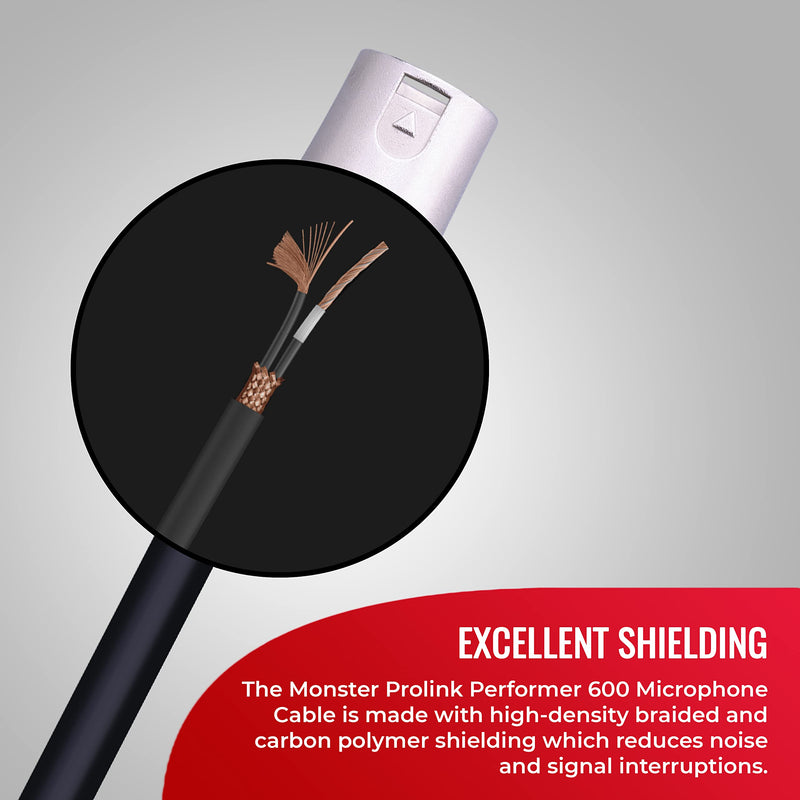 [Australia - AusPower] - Monster Prolink Performer 600 Microphone Cable - Engineered with Custom Monster XLR Connectors, Microfiber Dielectric, Duraflex Jacket, and Carbon Polymer Shielding, 5 ft. Cable 