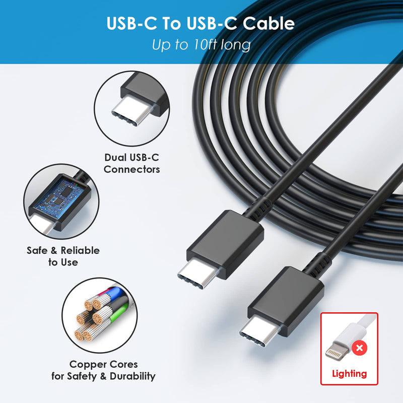 [Australia - AusPower] - 25W USB C Super Fast Charger,2 Packs Type C Charger with 10ft Long Cable,Compatible with Samsung Galaxy S23 Ultra/S23/S23+/S22/S22 Ultra/S22+, S21 Ultra, S20 Ultra/Note 20 