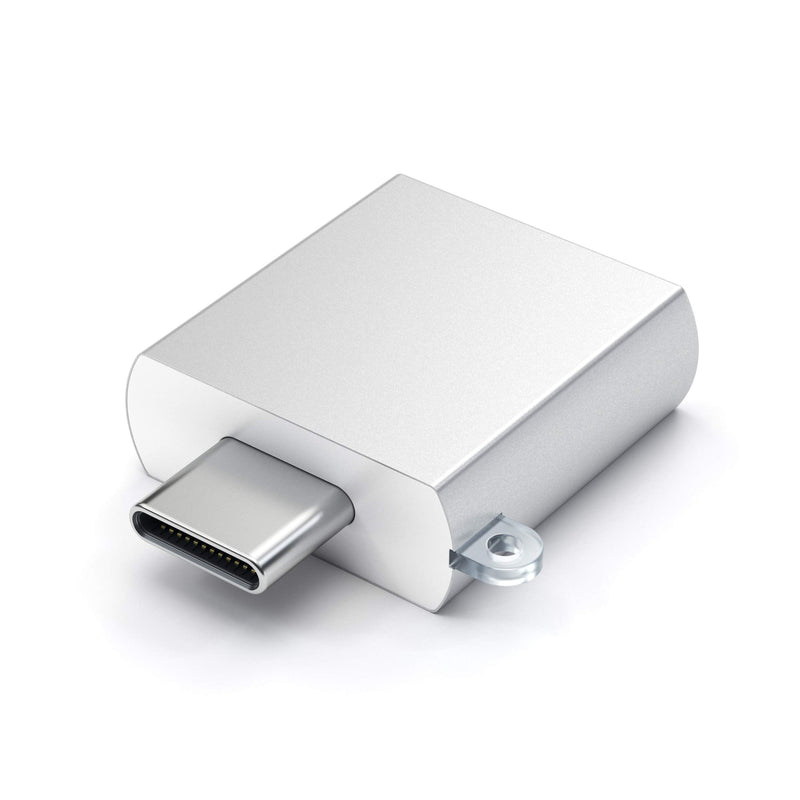 [Australia - AusPower] - Satechi Aluminum Type-C Male to USB 3.0 Female High-Speed Adapter Converter Connector for 2016/2017 MacBook Pro, 2015/2016/2017 MacBook, Chromebook and Other USB-C Devices (Silver) metallic silver 