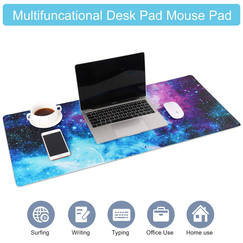 [Australia - AusPower] - Extended Gaming Mouse Pad Mat Large Desk Mat Non Slip Rubber Base Computer Desktop Laptop Keyboard Mouse Mat with Stitched Edges, 35.1 x 15.75 in Long XXL Waterproof Mousepad for Work Game, Galaxy Nebula Galaxy 