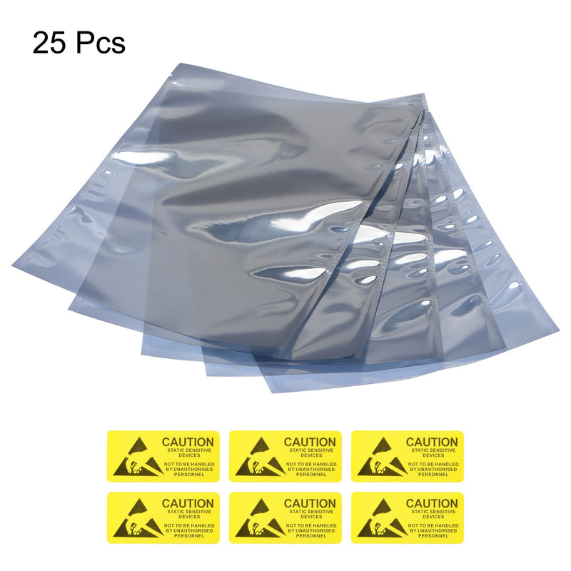 [Australia - AusPower] - MECCANIXITY Anti Static Bags Shielding Bag 25pcs 8x12inch(20x30cm) Open Top with Labels for Hard Drive HDD SSD 