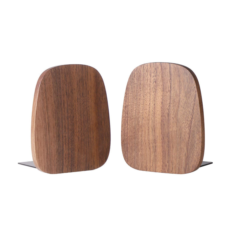 [Australia - AusPower] - Muso Wood Bookends Support for Shelves,Decorative Book Ends for Heavy Books/Office Files/Magazine 5.51” x 4.72” x 4.25”(Walnut Wood) Walnut 