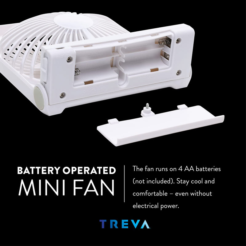 [Australia - AusPower] - Treva 5-Inch USB And Battery Powered Desk Fan, With 2 Cooling Speeds And Adjustable Tilt (White) 