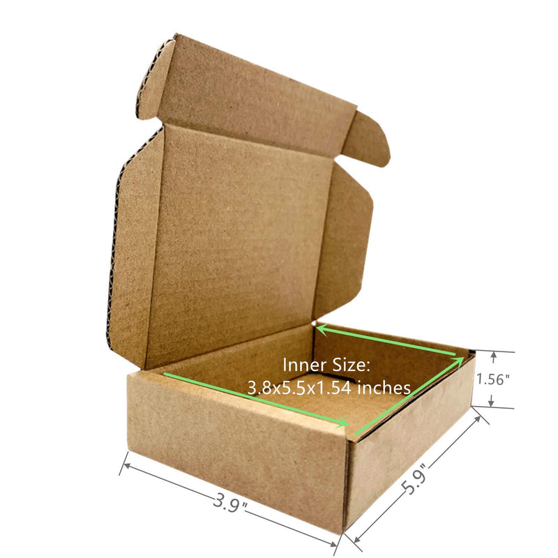 [Australia - AusPower] - Small Sturdy Cardboard Box 5.9" x 3.9" x 1.56" Mailing Corrugated Boxes Business Packaging Carton for Storage and Shipping Set of 10 5.9" x 3.9" x 1.56" Kraft 
