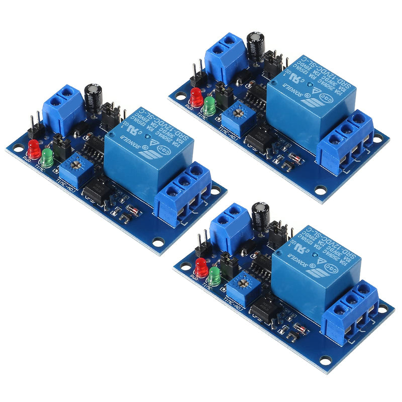 [Australia - AusPower] - AITIAO 3Pcs DC 12V Delay Relay Module Electronics Delay Relay Turn On Off Switch Module with Timer Adjustment Potentiometer Delay Module LED Indicator 