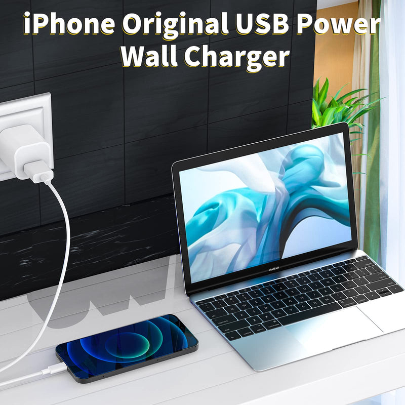 [Australia - AusPower] - [Apple MFi Certified] iPhone 13 Charger, Eklasse 2 Pack USB Power Wall Fast Charger Travel Plug with 6FT USB to Lightning Quick Charge Data Sync Cable for iPhone 13 12 11 Pro/XS/XR/X/SE 8/iPad/AirPods White 