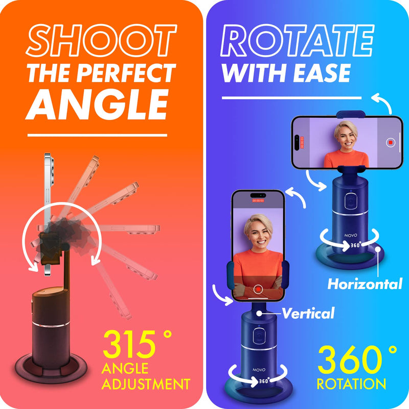 [Australia - AusPower] - Movo FT-4 Face Auto Tracking Phone Holder- 360 Degree Auto Motion Face Tracking Tripod, Rotating iPhone Mount Stand - Perfect for Vlogging, YouTube, Tiktok, Streaming, Content Creator Essentials 