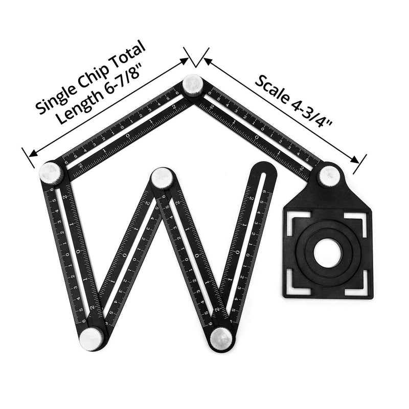 [Australia - AusPower] - QWORK Multi Angle Ruler, Aluminum Alloy Six-fold Ruler Angle Finder, Ceramic Tile Opening Positioner, Multi angle 0pening Locator, Angle Template Tool for Builders, Craftsmen, Carpenters 