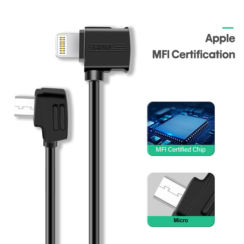 [Australia - AusPower] - STARTRC 11.8inch and 3.9inch Lightning Data Cable to Micro USB MFI Certified for DJI Mini SE/Mavic Mini/Mavic 2 Pro&Zoom/Mavic Air/Spark Controller Accessories,Tablet Phone OTG Cables(2 Pack) 