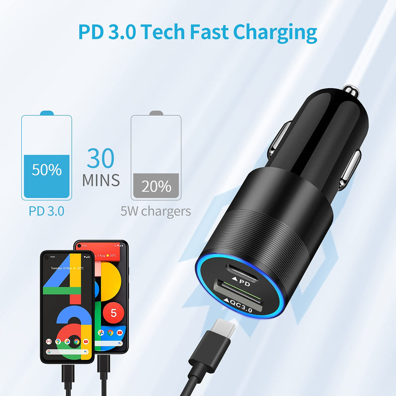 [Australia - AusPower] - Looptimo USB C Fast Charger Kit Compatible for Google Pixel 6 Pro/6/5a/5/4a/4XL/4/3a XL/3a/3 XL/3/2 XL/2/XL, 27W PD[PPS]&QC 3.0 Car Charger + 18W Home Wall Charger + 2 Pack Type C Cable 3.3ft 