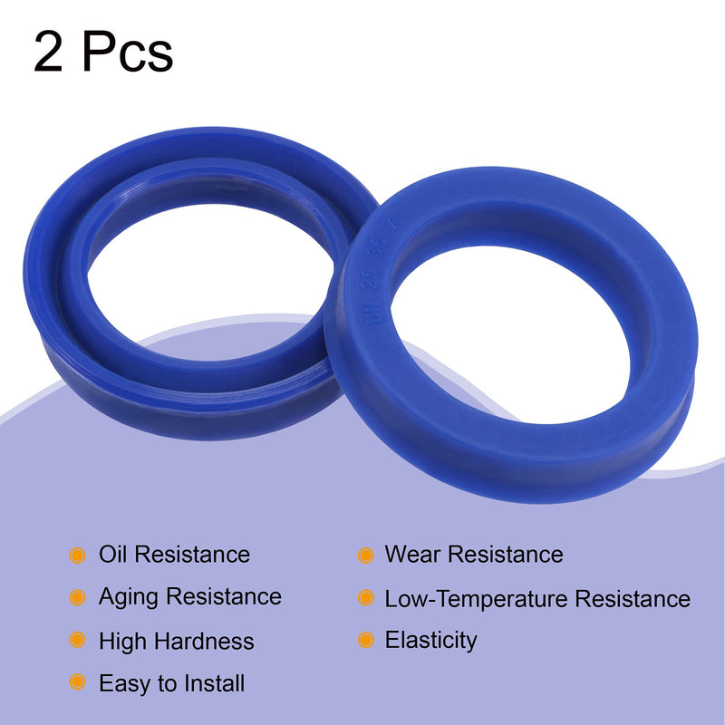 [Australia - AusPower] - MECCANIXITY UN Radial Shaft Seal 25mm ID x 35mm OD x 7mm Width PU Oil Seal, Blue Pack of 2 25x35x7mm 