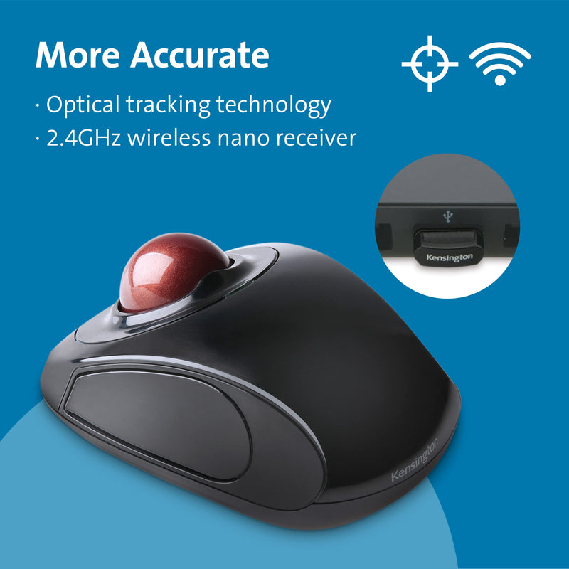 Kensington Orbit Wireless Trackball Mouse With Touch Scroll Ring