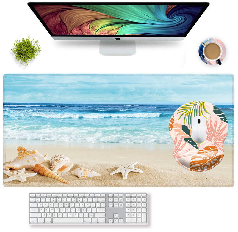 [Australia - AusPower] - Large Gaming Mouse Pad Extended Mousepad Computer Keyboard Mouse Mat Desk Pad for Home Office Gaming Work (Beach) Beach 