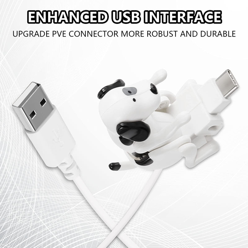 [Australia - AusPower] - Frienda Stray Dog Charging Cable Dog Smartphone USB Cable Charger USB Data Transmission Mini Humping Spot Dog Cable for Type-C USB Charging Cable of Mobile Phones, White Compatible with Type-C 