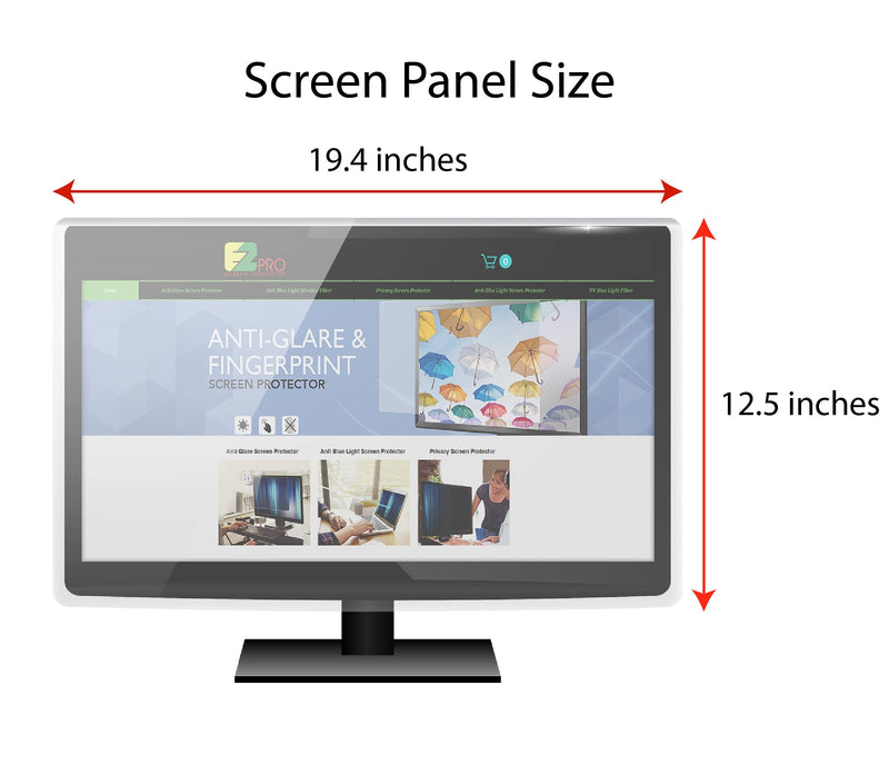 [Australia - AusPower] - EZ-Pro Screen Protector Privacy Screen Panel for 22 inches (Screen Measured Diagonally) Computer Monitor, Anti Blue Light and Easy Installation, Screen Panel Size 12.5" Height x19.4 Width 