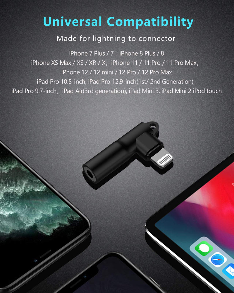 [Australia - AusPower] - Mangotek Lightning to 3.5mm Female Jack iPhone Aux Headphone Adapter, Apple MFi Certified iPhone Dongle Audio Connector Headphone Adapter for iPhone 12/ Mini/ Pro Max/SE/11/XR/XS/Pro 1 Pack Lightning-Black 