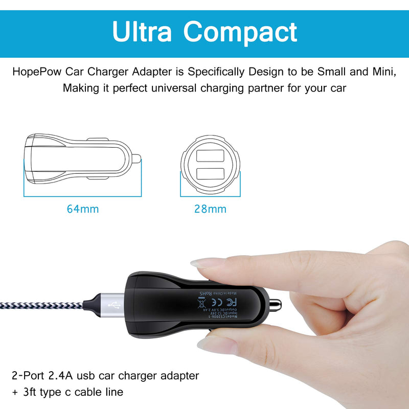 [Australia - AusPower] - Fast Car Charger Adapter Compatible Moto G Stylus/Play/Power (2022 2021),Samsung Galaxy S22 Ultra 5G/S21/S20/S10+,A72 A52 A42 A32 5G,Note20 Ultra 5g,2.4A Dual Port USB C Car Charger 3ft Charging Cable 