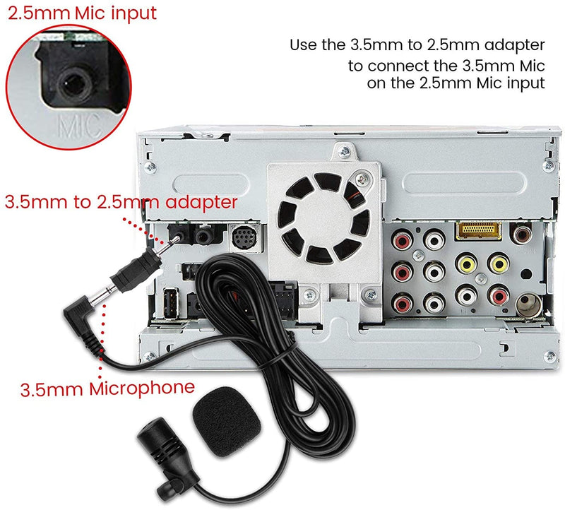 [Australia - AusPower] - FingerLakes Car Mic Microphone Assembly for 2.5mm or 3.5mm Bluetooth Enabled Receivers Radio Stereo Head Units GPS Navagation DVD - FL72 
