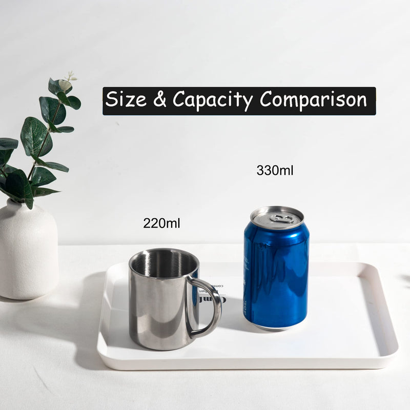 [Australia - AusPower] - IMEEA Coffee Mugs Double Walled Camping Mugs 7.5oz/220ml Stainless Steel Mug with Handle for Kids, Set of 2 