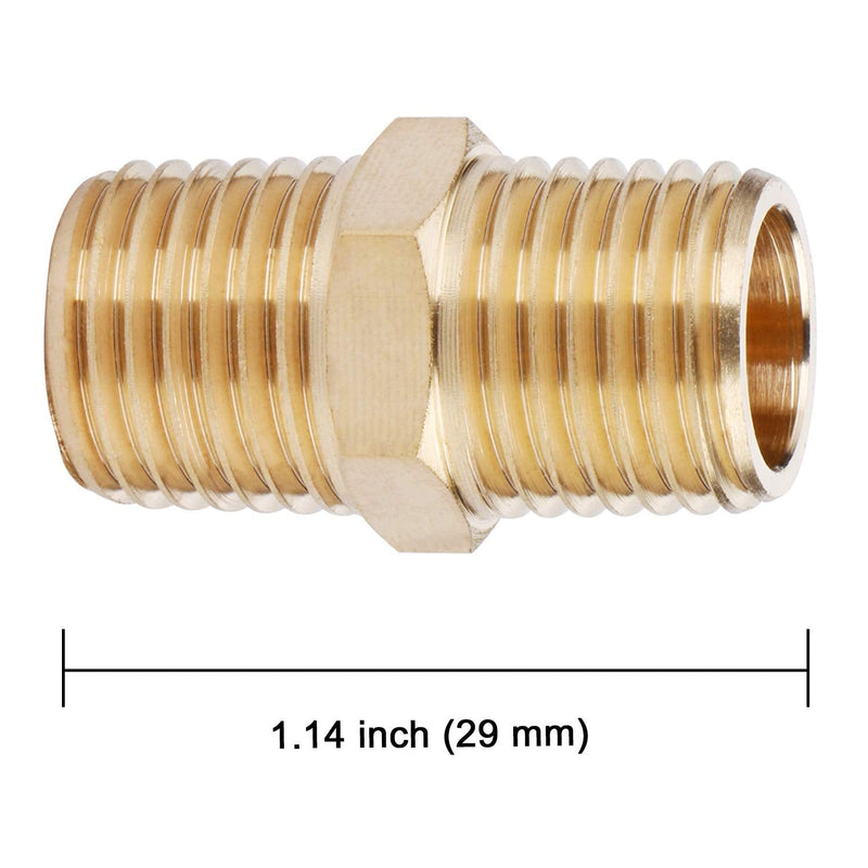 [Australia - AusPower] - U.S. Solid Brass Pipe Fitting, Hex Nipple, 1/4" x 1/4" NPT Male Pipe Adapter 1/4"-1/4" NPT Male, 1 pcs 