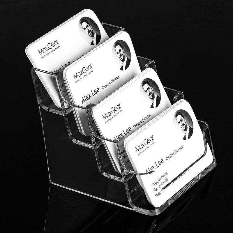 [Australia - AusPower] - MaxGear Clear Business Card Holder 4 Pocket Business Card Display, Business Card Stand for Desk or Counter with 4 Tier, 160 Card Capacity, 2 Pack 