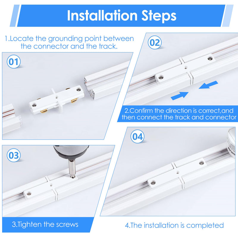 [Australia - AusPower] - Enhon 2 Pack H Track Dead End I Connector Compatible with WAC Lighting H Track Systems, 3 Wire 1 Track Lighting Kit for H Track System Track Lighting Accessories, LED Lights Connector in White 