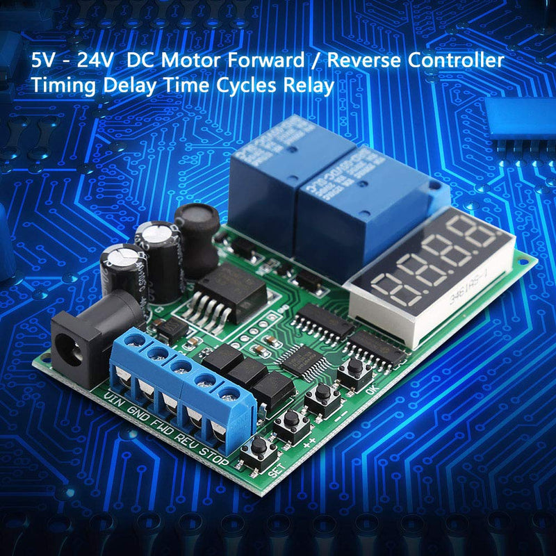 [Australia - AusPower] - 5V - 24V Motor Forward/Reverse Controller Timing Delay Time Cycles Relay Motor Controller Board with LED 