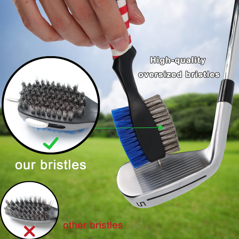 [Australia - AusPower] - Golf Club Brush and Groove Cleaner Golf Cleaning kit with Golf Towels for Golf Bags for Men Magnet for Strong Hold to Golf Carts or Clubs 