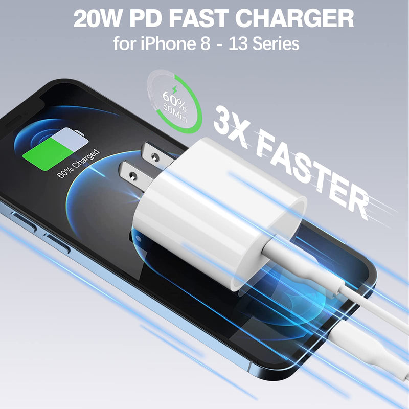 [Australia - AusPower] - New iPhone Fast Charger [Apple MFi Certified] 20W PD USB C Wall Charger Block with USB-C to Lightning Cable for iPhone 13/13 Pro Max/13 Pro/12/12 Pro Max/11/11 Pro/XS/XR/X/SE, AirPods Pro 