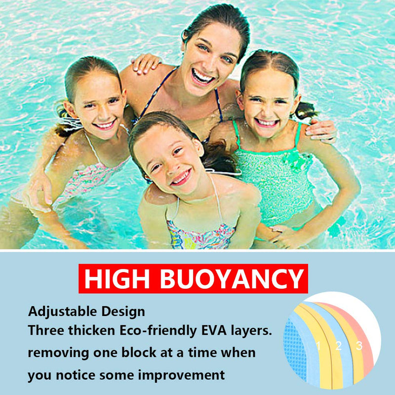 [Australia - AusPower] - Back Float Safety Swimming Bubble with Adjustable 3 Layers Swim Belts Waterproof Floaties Device for Kids Swimming Floats Secure Clip Buckle Swim Floaties for Swimming Beginners Sport Pool Lesson 