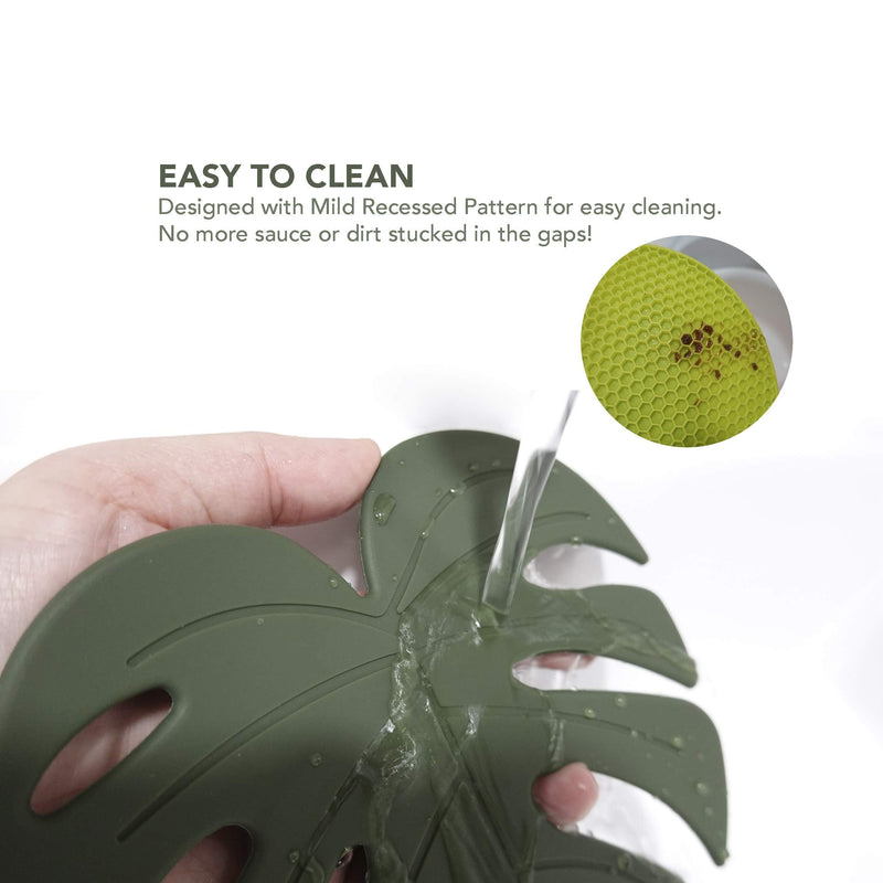 [Australia - AusPower] - Silicone Trivets for Hot Dishes - Set of 2 Pieces Heat -Resistant Food Grade Silicone Mat, Kitchen Mat, Pot Holders for Kitchen, Kitchen Decor for Counter, Countertop Green 