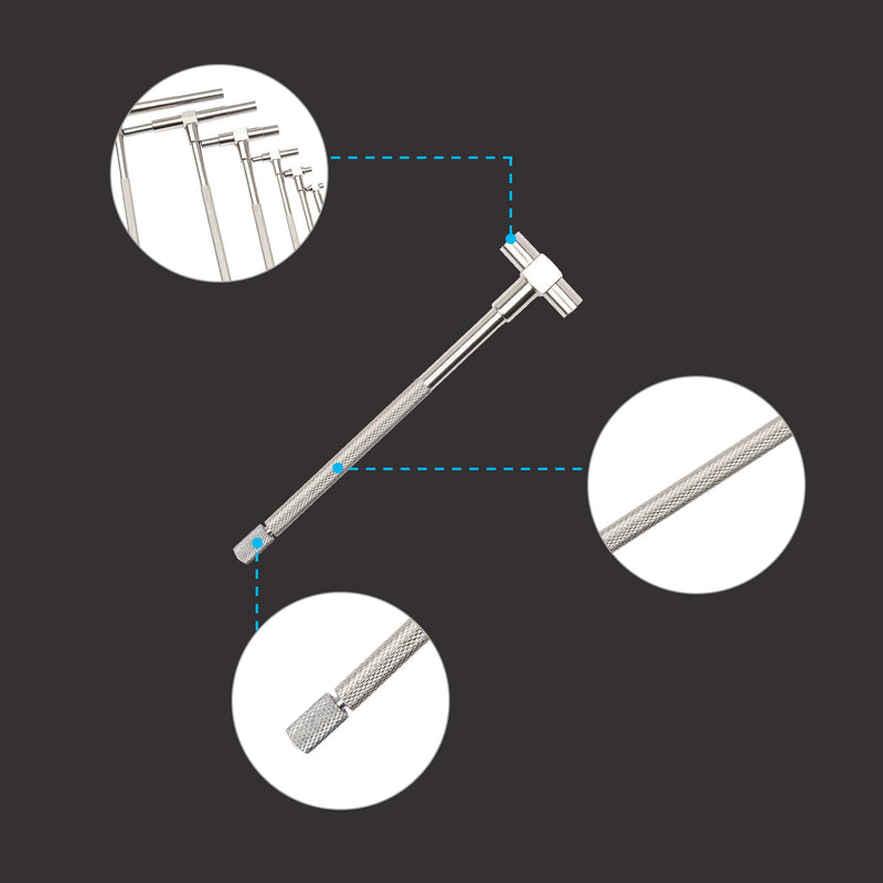 [Australia - AusPower] - Beslands 6 Pc Telescoping Gage Set, 5/16" - 6" Range, T-Bore Hole Gauges w/Pouch, High Precision Telescopic Bore Gauge T-Gage Set (5/16" to 6") 