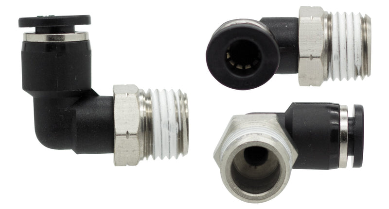 [Australia - AusPower] - PneumaticPlus PL-1/4-N2 Push to Connect Tube Fitting, Male Elbow - 1/4" Tube OD x 1/4" NPT Thread (Pack of 10) 