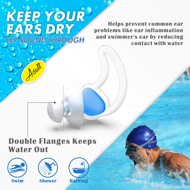 [Australia - AusPower] - 2 Pairs Swimmer Ear Plugs, Hearprotek Upgraded Custom-fit Water Protection Adult Swimming earplugs for Swimmers Water Pool Shower Bathing and Other Water Sports 