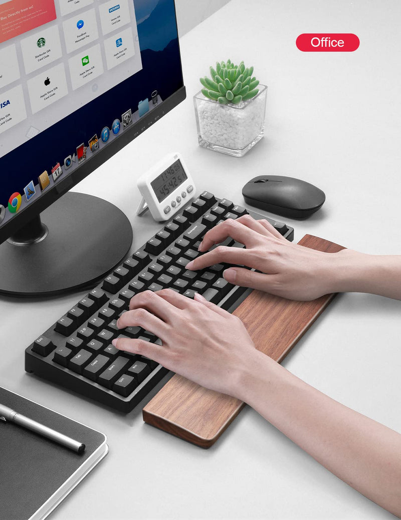 [Australia - AusPower] - Meatanty Wooden Keyboard Wrist Rest,Ergonomic TKL Gaming Walnut Keyboard Rest,Mechanical Keyboard Wrist Pad,Hard Wrist Rest Palm Rest Supports Computer, Laptop Comfortable Typing Pain Relief (14.17") Medium (14.17") 