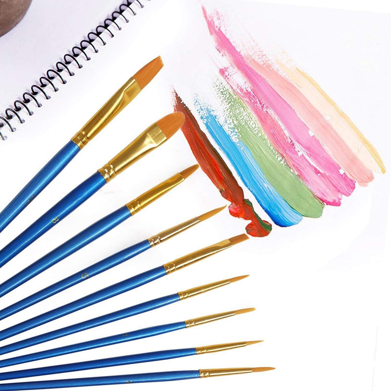 [Australia - AusPower] - Painting Brush Set, 10 Packs /100 Pieces, Nylon Brush Head, Suitable for Oil and Watercolor, Perfect Suit of Art Painting, Best Gift for Painting Enthusiasts. Paintbrush 100P 