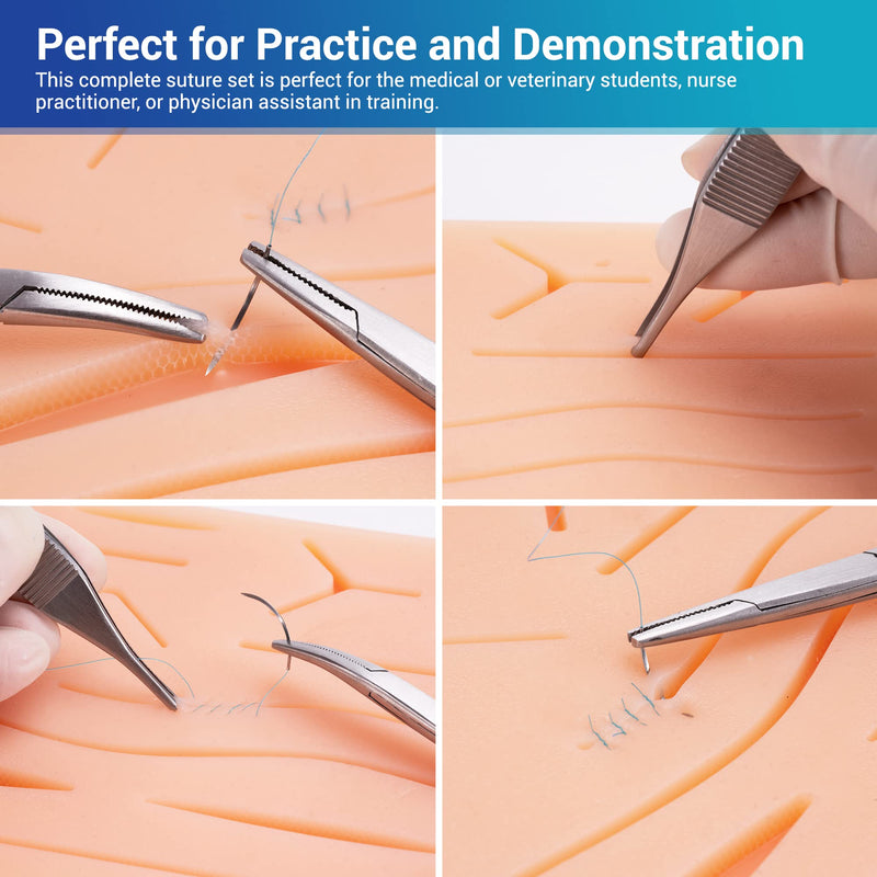 [Australia - AusPower] - Alcedo Suture Practice Kit for Medical Students | Complete Kit (32 Pieces) Include Durable Large Suturing Pad with Pre-Cut Wounds, Tools Kit, and Suture Threads | Perfect for Practice, Demonstration Large Pad 