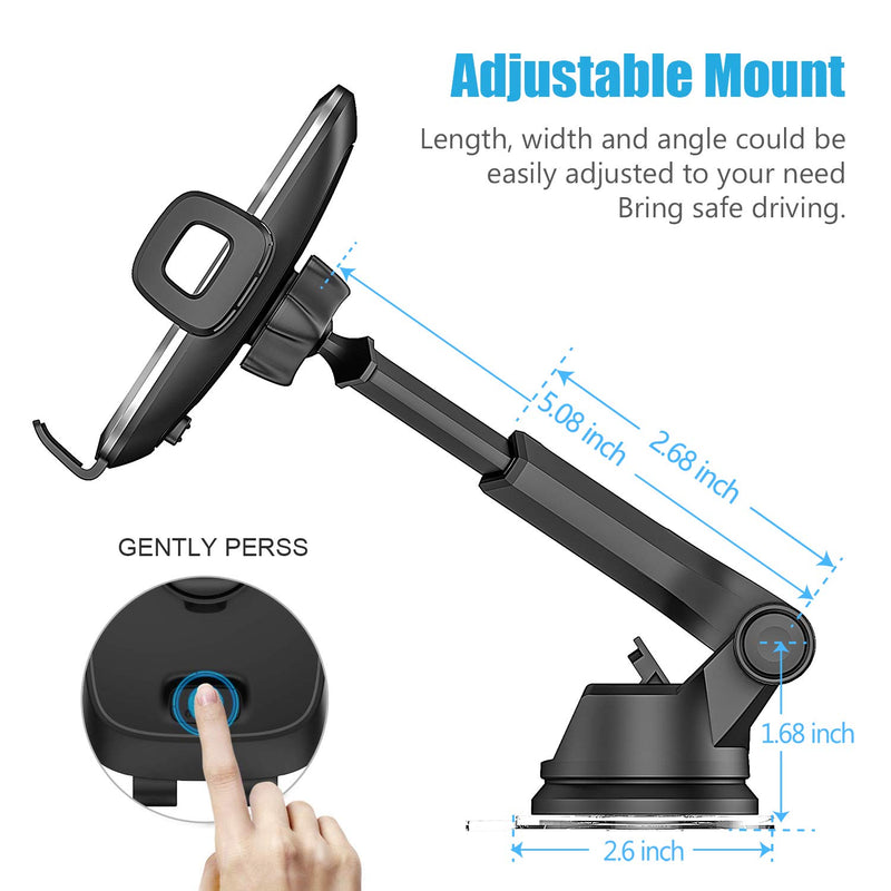 [Australia - AusPower] - Phone Holder for Car, WixGear Universal Dashboard Windshield Phone Car Suction Cup Mount Holder for Cell Phone 360 Degree Rotation Compatible with iPhone Xs/XS Max / 8/7 / 6, Galaxy S and More 