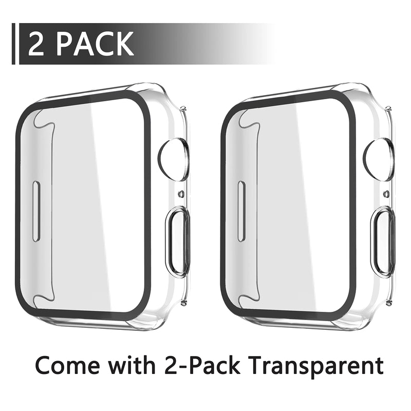 [Australia - AusPower] - Julk Hard Case for Apple Watch Series 6 / SE/Series 5 / Series 4 44mm, 2020 New iWatch PC Overall Protective Cover with Slim Tempered Glass Screen Protector (2-Pack Transparent) 2 Transparent 