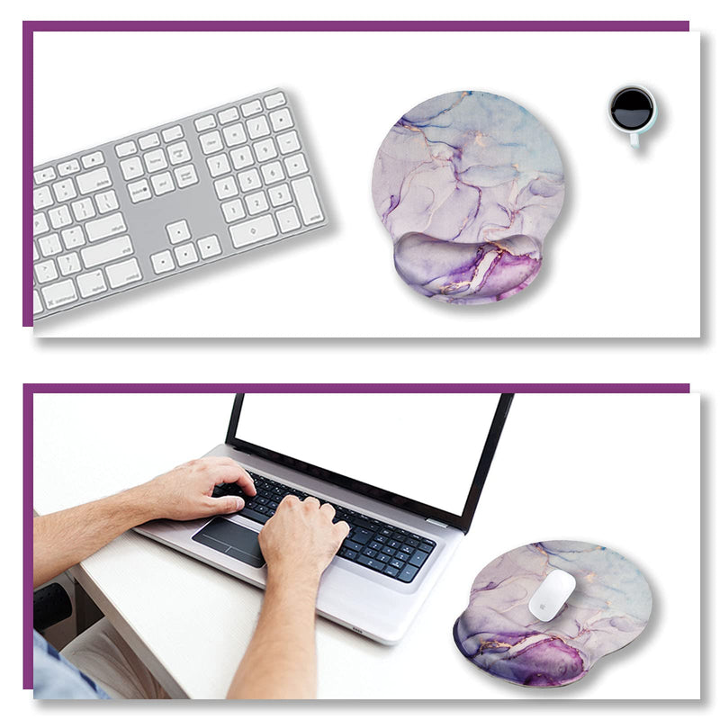 [Australia - AusPower] - Ergonomic Mouse Pad with Wrist Rest Support Gel, ArtSo Non Slip Rubber Base Pad Computer PC Laptop Women Men Mousepad for Home, Office, Gaming, Working Easy Typing, Pain Relief, Purple Blue Marble Pink Blue Marble 