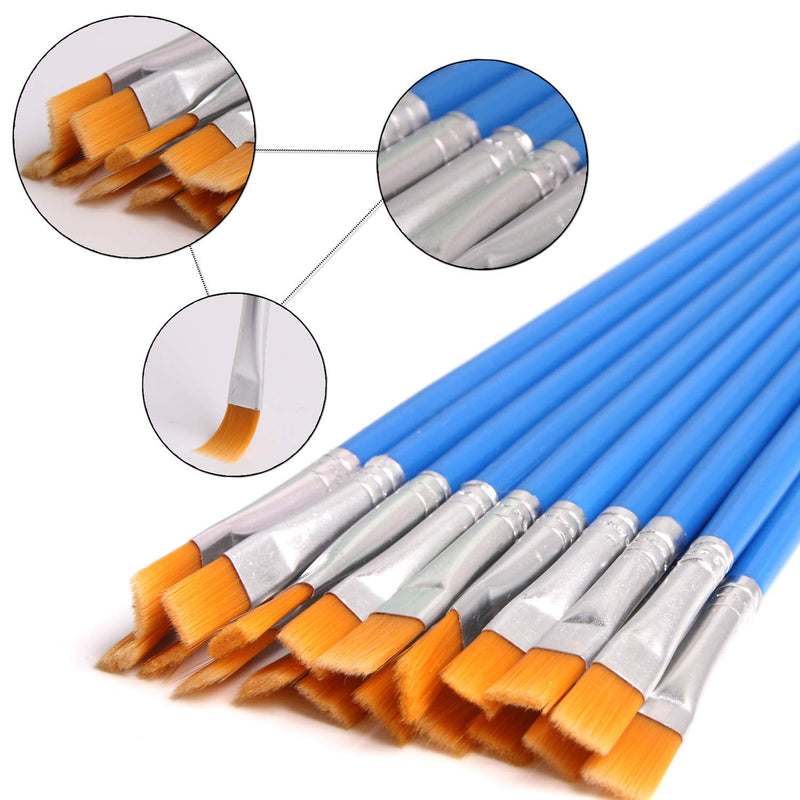 [Australia - AusPower] - DECYOOL 60 Pcs Paint Brushes Set Kids Nylon Flat Hair Small Oil Watercolor Artist Painting Kits Bulk for Acrylic Painting Flat Brushes 