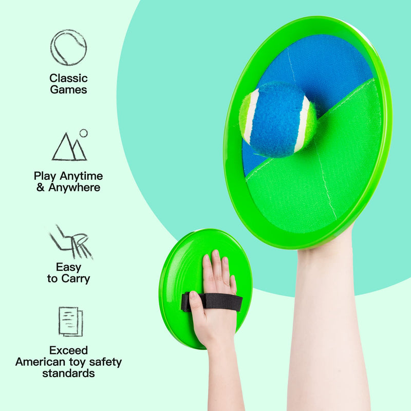 [Australia - AusPower] - EVERICH TOY Beach Toys Outside Toys for Kids Ages 4-8-Lawn Game Ball Catch Games Paddle Toss-Upgraded Version Outdoor Games Sand Toys for Kids/Family Boys and Girls Gifts(2 Rackets,2Balls,1 Bag) Blue+green 