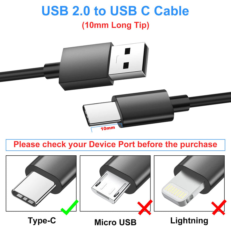 [Australia - AusPower] - 10mm Extended Tip USB Type C Data Sync Charger Cable, 1M Length USB-C Charging Cable Cord Compatible with Blackview BV7100 BV7200 BL8800 Pro BV6600 Pro AGM G1 G1S H5 Pro X3 Armor Series Rugged Phones 