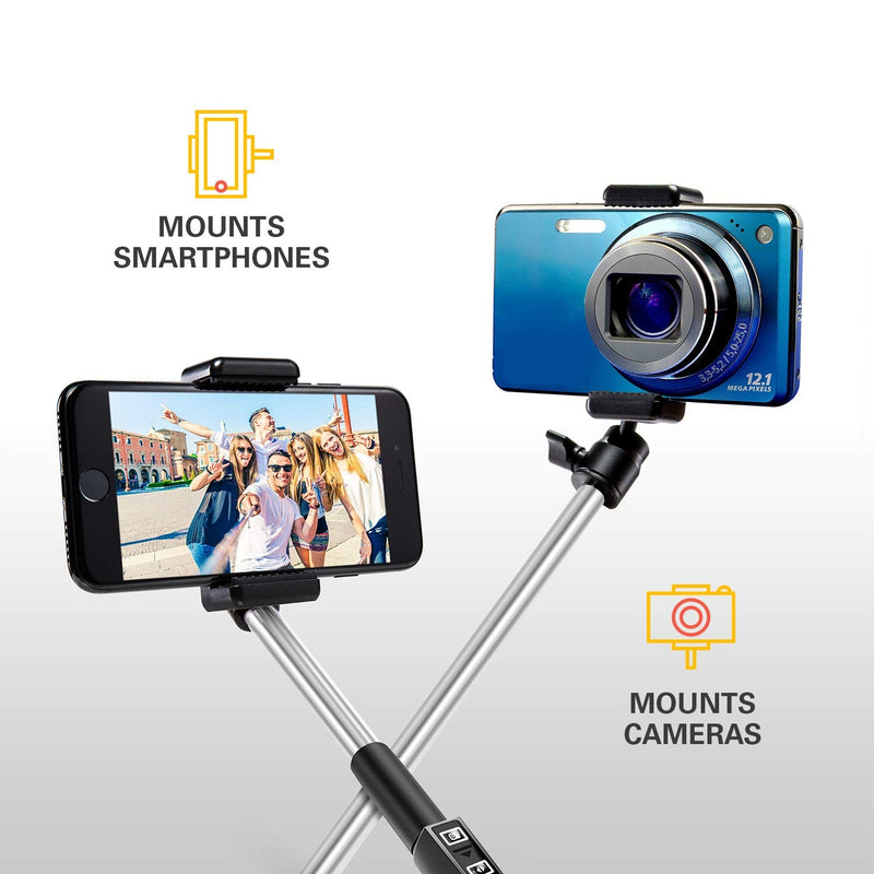 [Australia - AusPower] - Polaroid 40 Inch Selfie Stick With Integrated Bluetooth Remote Release In Grip For IOS and Android Bluetooth Camera Devices and Digital Cameras 