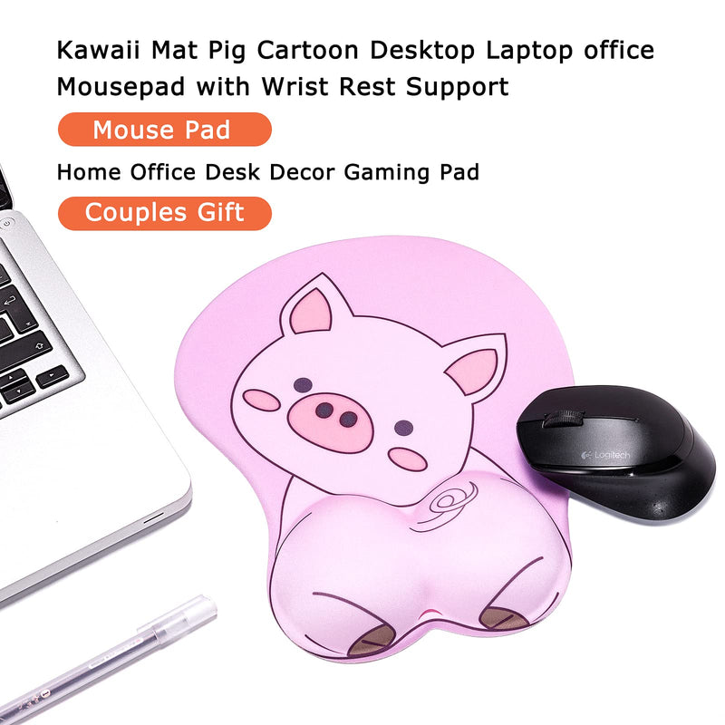 [Australia - AusPower] - Mouse Pad Wrist Support, KAIGOBOX Mouse Pad, Kawaii Pink Mouse Pad with Piggy Pattern, Desktop Computer Laptop Ergonomic Mouse Pad for Wireless Mouse, Mousepad with Wrist Rest for Gaming Home Office 