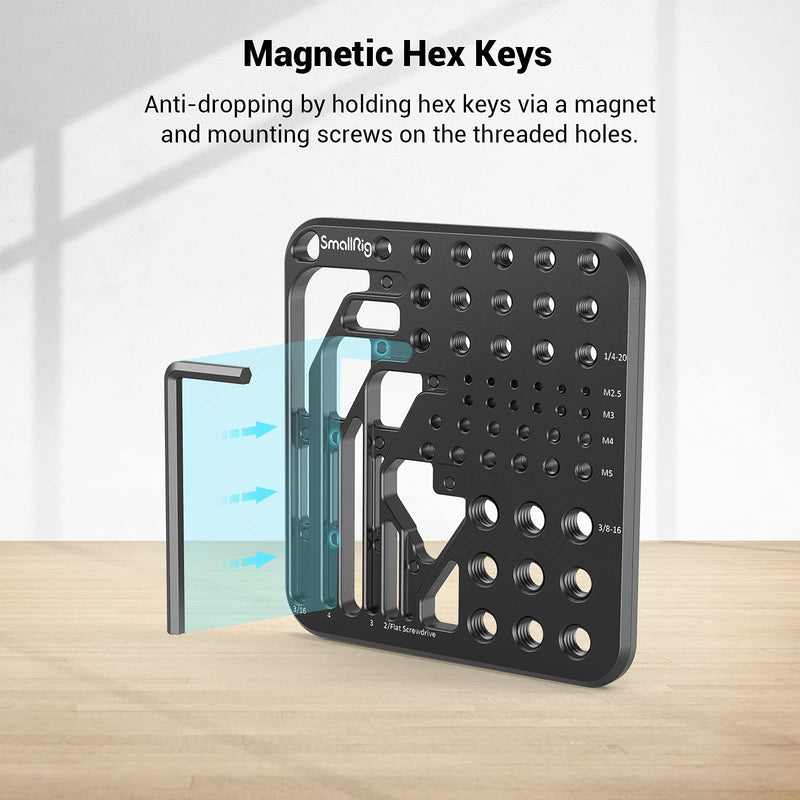 [Australia - AusPower] - SmallRig 20Pcs Screws and Hex Key Storage Plate with 1/4"-20 3/8"-16 M2.5 M3 M4 M5 Stainless Steel Screws and 4Pcs Hex Keys MD3184 