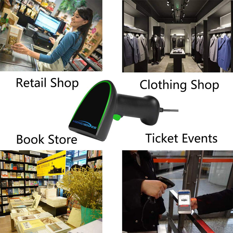 [Australia - AusPower] - HENCODES Handheld 1D Barcodes Scanner,2D QR Code Reader Wired USB Cable for Supermarket/Retails POS System HC-1919 Model 