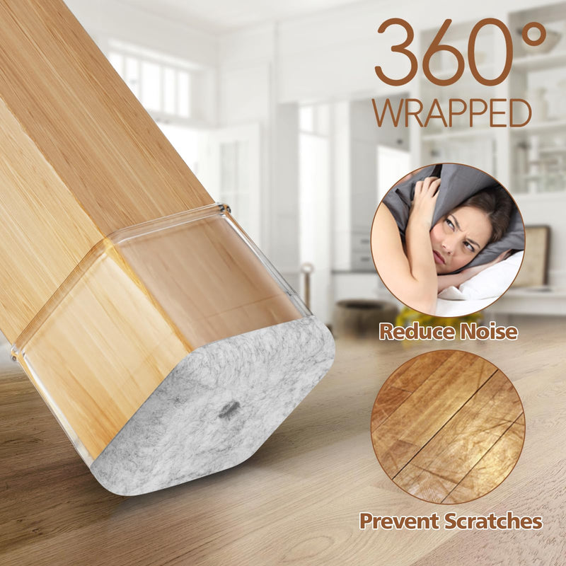 [Australia - AusPower] - BAIPOK 28Pcs Square Chair Leg Floor Protectors, Chair Leg Protectors for Hardwood Floors, Furniture Sliders for Chair Legs, Felt Furniture Pads Floor Protectors, Silicone Chair Leg Caps Covers Large (1.2'' -1.6'') 